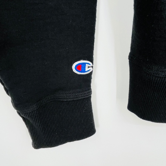 Champion Powerblend Crewneck Sweatshirt, Classic Script Logo Black Men's Small - Picture 7 of 9